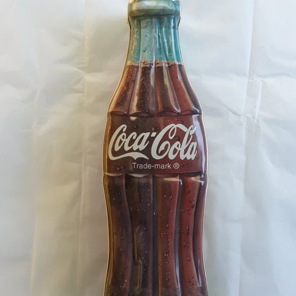Coca Cola Coke Bottle Metal Gift Tin Vintage 1996 Preowned VG 13" - Picture 2 of 13